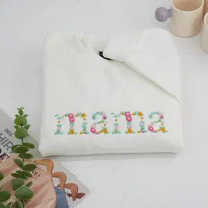 Custom Mama Embroidered Floral Sweatshirt, Flower Lettering Mom Crewneck, Personalized Mother’s Day Gift, Cute Cozy Mama Sweater