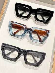 Unisex Vintage Geometric Frame Computer Glasses, Fashion Transparent Lenses, Casual Eyewear for Women, Stylish Accessory, Stylish Square Frames