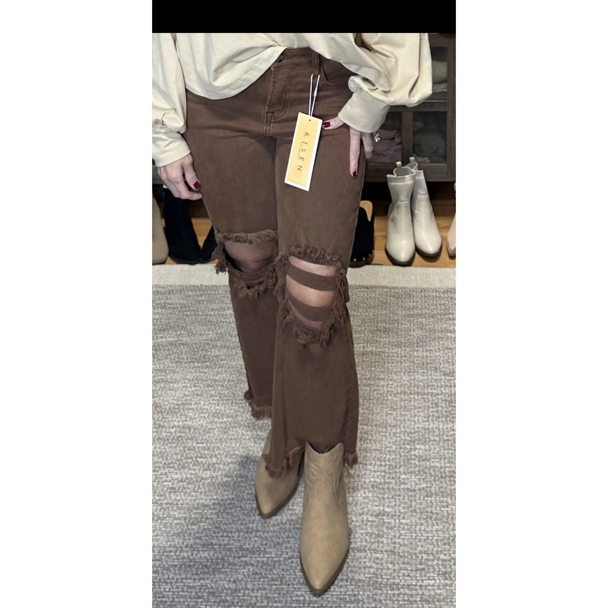 Seasons High Rise Pull on Flare Jeans