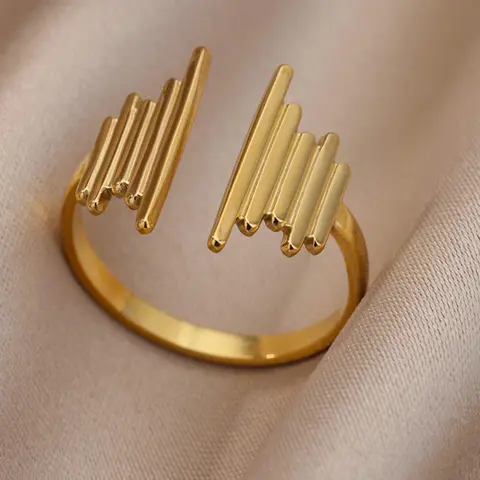 Simple Geometric Design Stainless Steel Cuff Ring, Statement Multi Ring, Casual Open Adjustable Ring For Daily Wear, Fashion Stackable Rings, Fashion Accessories For Women & Men, Fashion Ring Jewelry