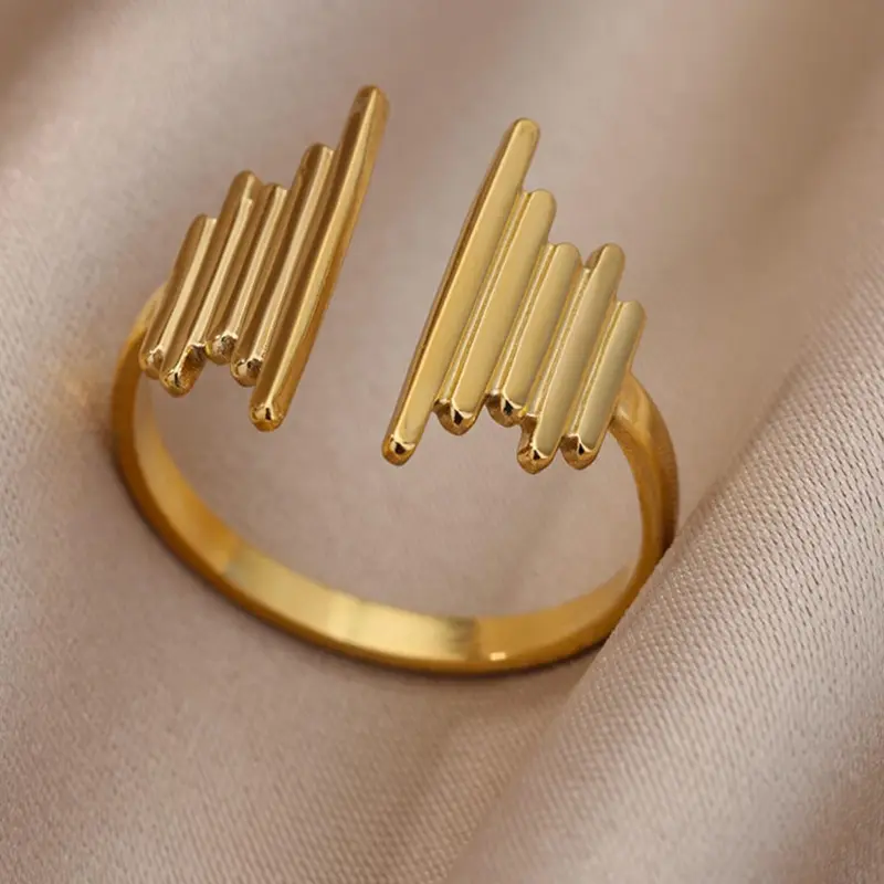 Simple Geometric Design Stainless Steel Cuff Ring, Statement Multi Ring, Casual Open Adjustable Ring For Daily Wear, Fashion Stackable Rings, Fashion Accessories For Women & Men, Fashion Ring Jewelry