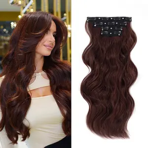 #SummerVibes [QBEAUTY]  Blonde/Brown/Red  Clip- in Synthetic Hair Extensions Long Wavy 4PCS Thick Hairpieces  Double Weft Natural Hair Extensions for Women New Upgraded Lace Weft  Same Amount Of Full Hair With Lighter Weight All Day Comfort