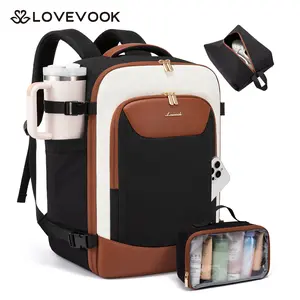 LOVEVOOK  40L Travel Backpack for Women Men, Large Carry on Backpack for Airplanes TSA Personal Item Travel Bag fits 15.6" Laptop, Waterproof Weekender Essentials Airline Approved with 2 Packing Cubes. Summervibes
