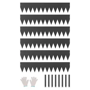 Summervibes VEVOR Steel Landscape Edging, 6 Packs 40x 8 in Rust-Resistant Metal Landscape Edging, Bendable Garden Edging Border, Heavy Duty Lawn Edging, Easy-to-Install, Flower Bed Yard Pathway Divider Black