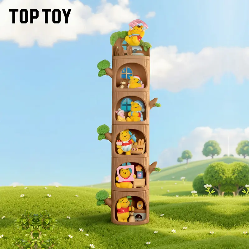 TOPTOY Winnie the Pooh Forest Treehouse Series Cute Collectible Figure Sealed Hobby Blind Box - 100 Acre Wood Style, Summer Desktop/Shelf Decor, Ideal Gift for Anime Fans & Kids, Sealed Hobby Box