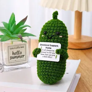 Handmade Yarn Knitted Hanging Ornament, Cute Positive Energy Toy Figurine, Fun Stress Relief Craft Doll, Cucumber Potato Design