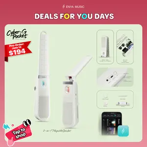 【Music Is Free】Enya CYBER-G Pocket2-in-1 Playable Speaker,world's first playable speaker,Smart Stringless guitar CyberG PocKet Pocket Cyber Guitar ,foldable and portable , for adults, children, Stringless, Auto Play Mode,Fold to Listen,Unfold to Play