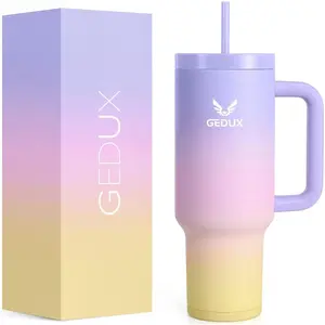 40oz Stainless Steel Tumbler Mug - 2-in-1 Leakproof Lid, Handle, Non-Slip Silicone Base, Cupholder-Friendly Portable Insulated Container for Camping, Hiking