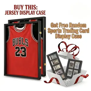 【Buy 1 Get 1 Free Card Frame】-CRDC  Jersey Frame Display Case Shadow Box Lockable with UV Protection for Baseball Basketball Football Soccer Hockey Sport Shirt
