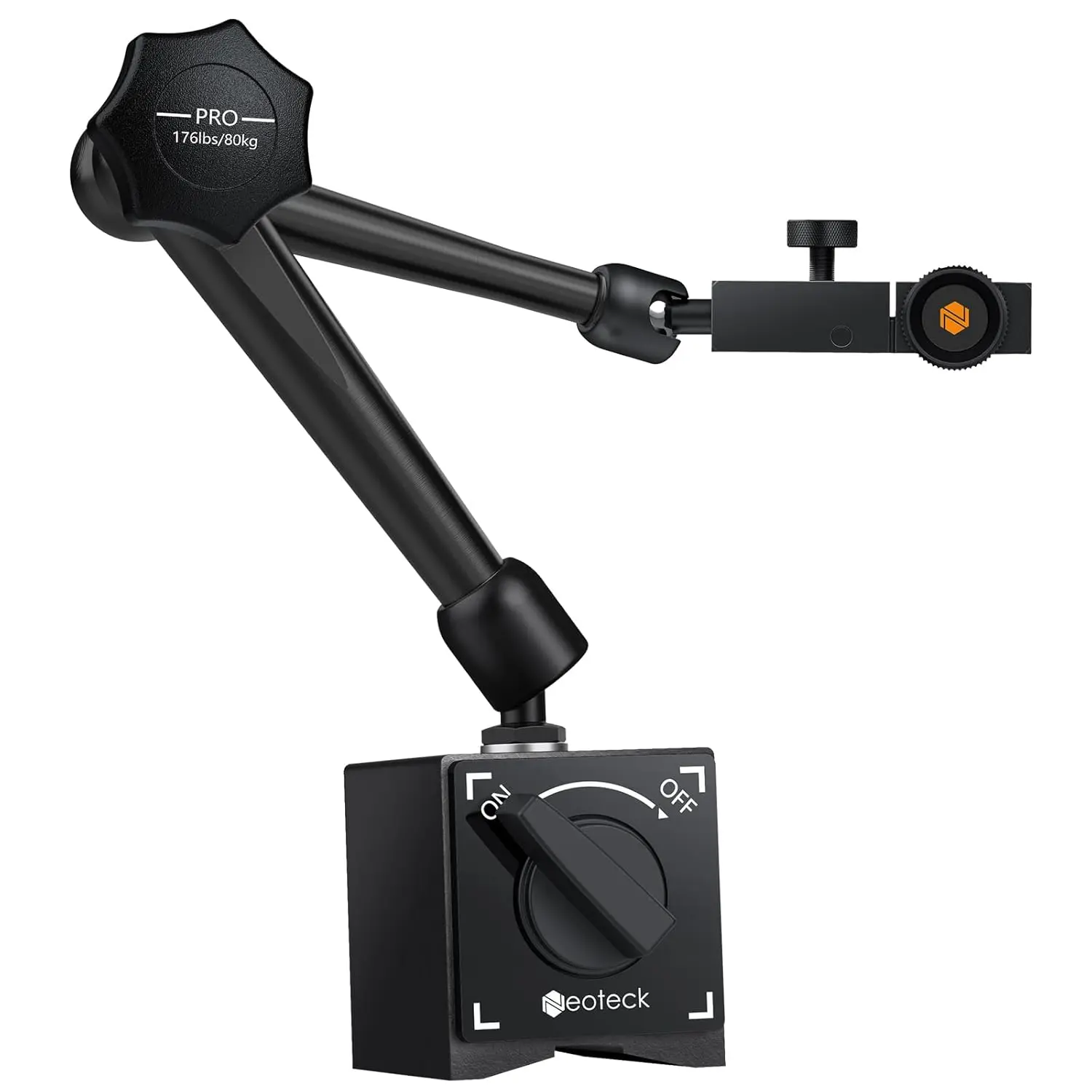 Neoteck Magnetic Base Stand for Dial Indicator - 176lbs/80kg Magnetic Force, 14.1in Height, 4.5in Upper Arm, Flexible & Sturdy Adjustable Arms, Replacement Holder for Precision Car Repair Measuring Tools