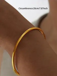 Stainless Steel Glossy Bangle, Fashionable Bangle, Unisex Casual Jewelry Gift, Durable Daily Accessory Suitable for All Occasions