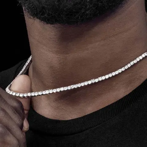 Unisex Street Trend Rhinestone Decor Chain Necklace, Trendy Hip Hop Exquisite Chain Necklace, Chic Iced out Jewelry for Party Decor, Cuban Link Chain, Iced Out Chains, Men Accessories