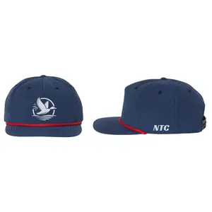 Adjustable Trucker Hat - Casual Blue NTC Rope Graphic Hat with Baseball Pattern, Black Trim, Blue Wings, Colored Trim, Baseball Pattern Hats, Black Trim Hats