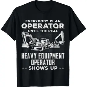 Men's Casual Cotton Short-Sleeve Round Neck Graphic Tee, Fashion Menswear Streetwear for Heavy Equipment Bulldozer Backhoe Excavator Operators