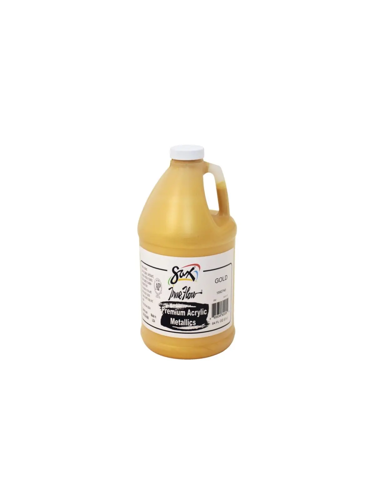 Chroma Acrylics Premium Heavy-Bodied Metallic Acrylic Paint - 0.5 gal (4 lbs), Cardboard Jug, High Coverage, Brilliant Shine, Water Resistant for Paper Painting, Gold, Allergens: Contains No Allergens (SKU:1592743)