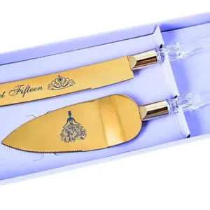 Sweet 16  Cake Server Set - Silver and Gold Design, 11-inch Server & 13-inch Knife, Perfect for Luxurious Events