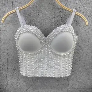 Tank Tops Short Handmade Stitched Beading Fishbone Bra Blusas Light Outwear Hot Corset Woman Clothing Sling Wedding Party Blind Date Stage Party Shaper Ladies Crop Shirt Tube Tops Outwear Nightclub Vest Sexy Clothes