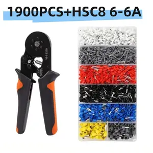 Ferrule Crimping Tool Kit with 1900pcs Wire Connectors, Insulated Wire Crimp Terminals, AWG23-7 Self-adjustable Ratchet Wire Crimper Plier Set HSC8 6-6A