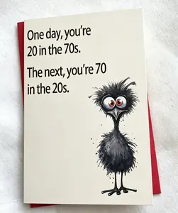 Funny 70th Birthday Paper Card 8x5.3 in Decorative Personalized Gift with Blank Space Festive Home Party Supply for Parents Thick Clear Print Good Water Absorption Protective Bag Red Envelope