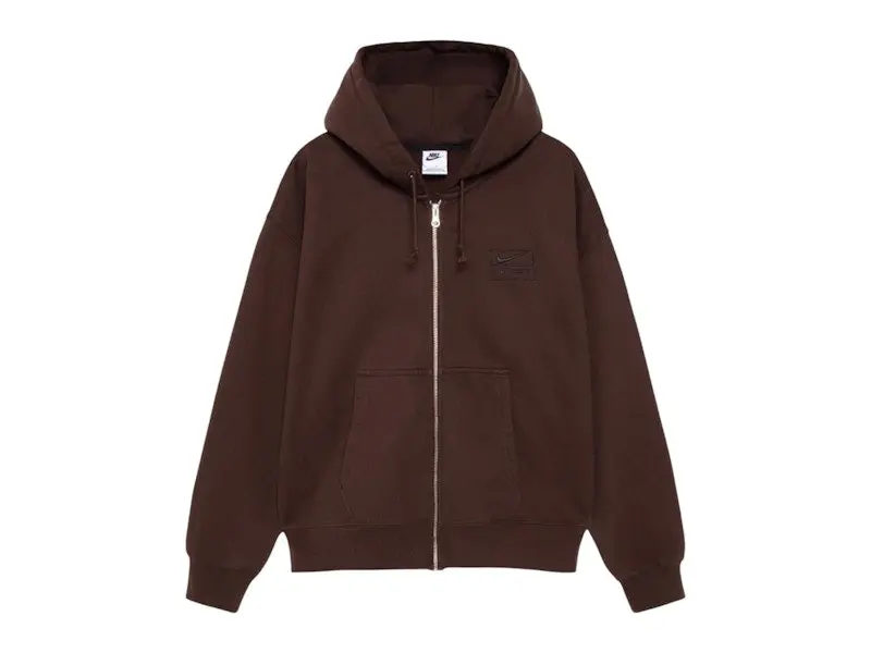 Stussy x Nike Stone Washed Fleece Zip Hoodie (FW25) Dark Cinder (men) by StockX