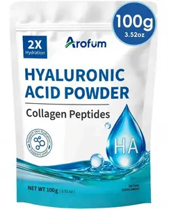 Arofum Hyaluronic Acid Powder, with Collagen Peptides – DIY Hydrating Serum & Skincare Ingredient, Clean Formula, Gluten-Free, No Preservatives – 100g / 3.52oz