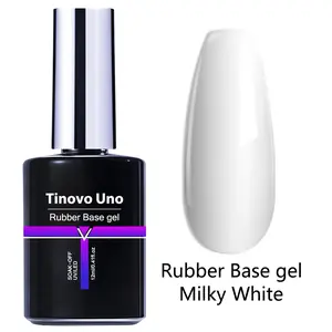 Tinovo Uno Milky White Rubber Base Gel 12ml - 2-in-1 Formula for UV/LED Lights, Alcohol-Free, Natural Translucent Finish, Perfect for Home Manicures, Gel Nails, Nail Polish Remover, Sleek Bottle Design, Alcohol free Formula