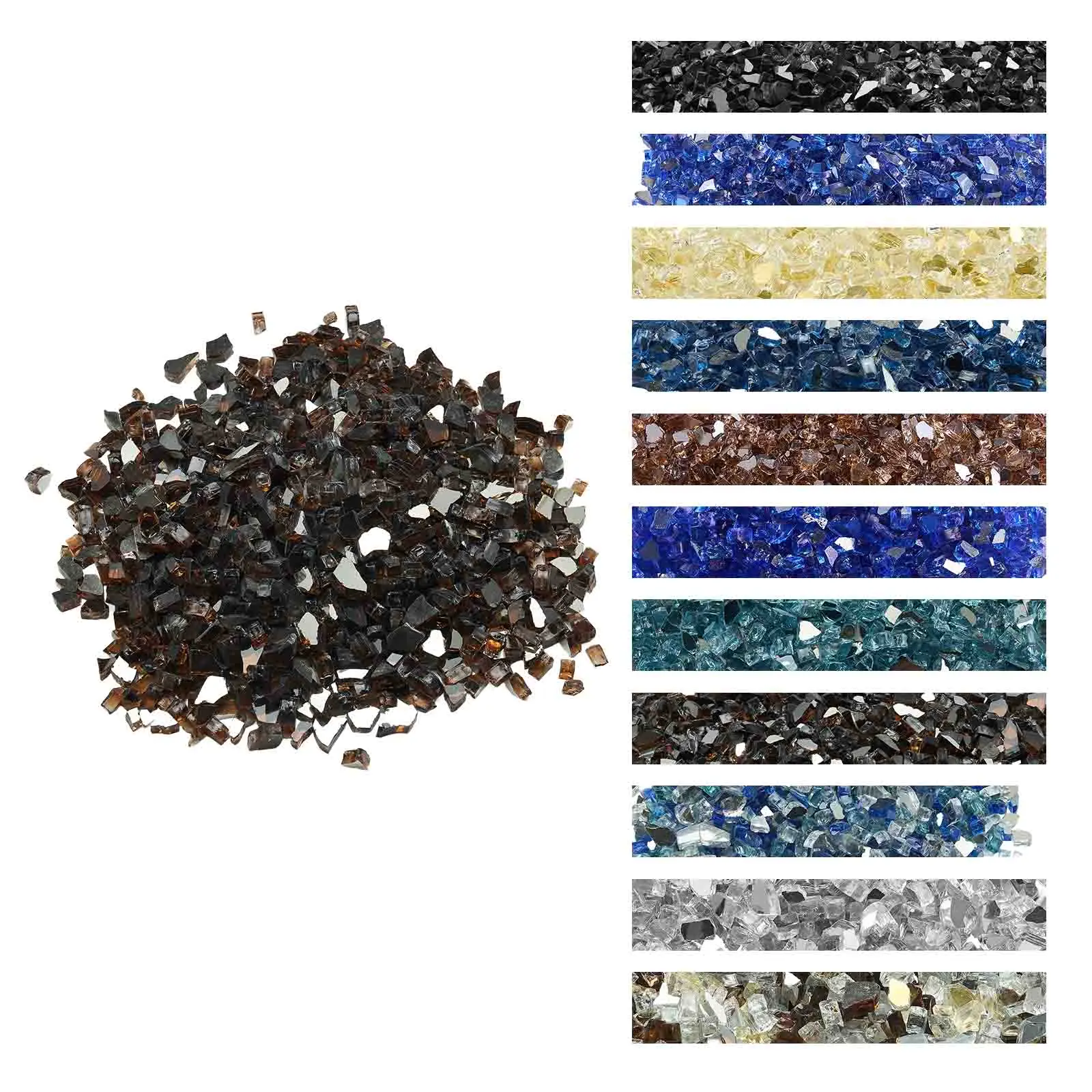 VEVOR Fire Glass, 10 LBS / 4.5 KG High-Temperature Resistant Fireplace Rocks, 1/2-Inch / 12.7 mm Reflective & Smokeless Firepit Glass Rock, High Luster Stone Landscaping for Fire Pit Table, Copper, Fire Pit Outdoor#BacktoSchool