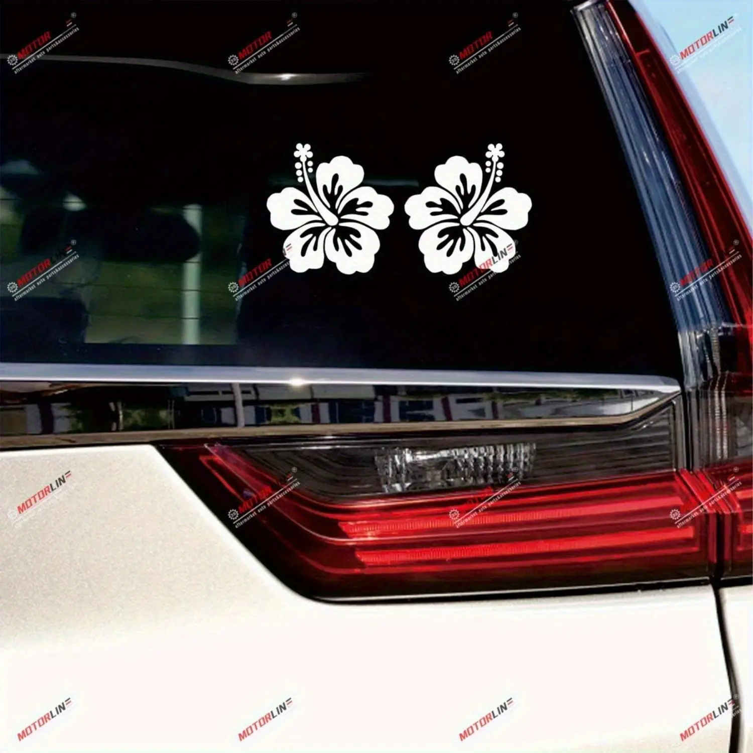 1SET resh Tropical-Style Hibiscus Flower Logo Sticker For car bodies, with minimalist hibiscus flower pattern. Its fresh soft texture hits tropical vacation-style lovers, instantly creating a lazy relaxed vibe Car Decals, Car Stickers, Decal For Cars