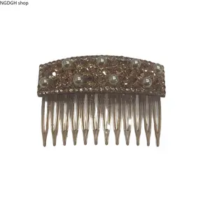 Women's Champagne Pearl Crystal Hair Comb - Rose Gold Rhinestone Decor, Strong Grip Teeth, Lightweight Bridal Accessory for Wedding Updo, Camping & Hiking Hammock Outfit Styling