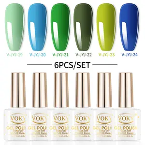 Women's 6-Piece Salon-Grade Olive Gel Nail Polish Multi-Pack with Blue & Mint Shades, Highly Saturated, Smooth, Long-Lasting, Wipeable, Glossy, Ideal for Nail Art or DIY Care, Great Gift
