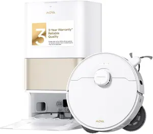 Mova P10 Pro Ultra Gen 2 Robotic Vacuum and Mop, 26,000Pa Suaction, 212°F Hot Water Auto Mop Washing, 1-Hour Hot Air Drying, Extenable Mop, All-in-One Dock, Triple Anti-Tangle System for Home