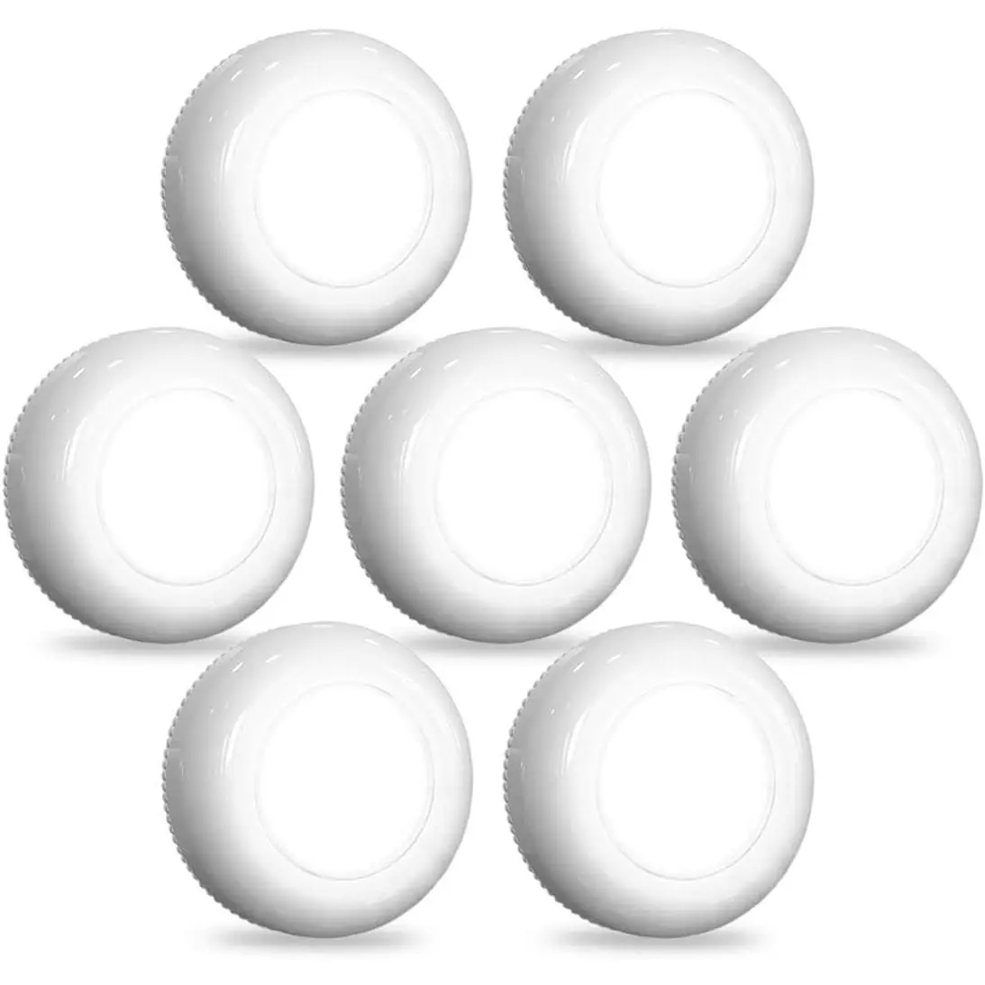 7-Pack Battery-Operated Tap Push LED Puck Lights - 0.5W Stick-On Touch-Activated Electronics Accessory for Bedside Table, Bathroom, Drawer, Wardrobes