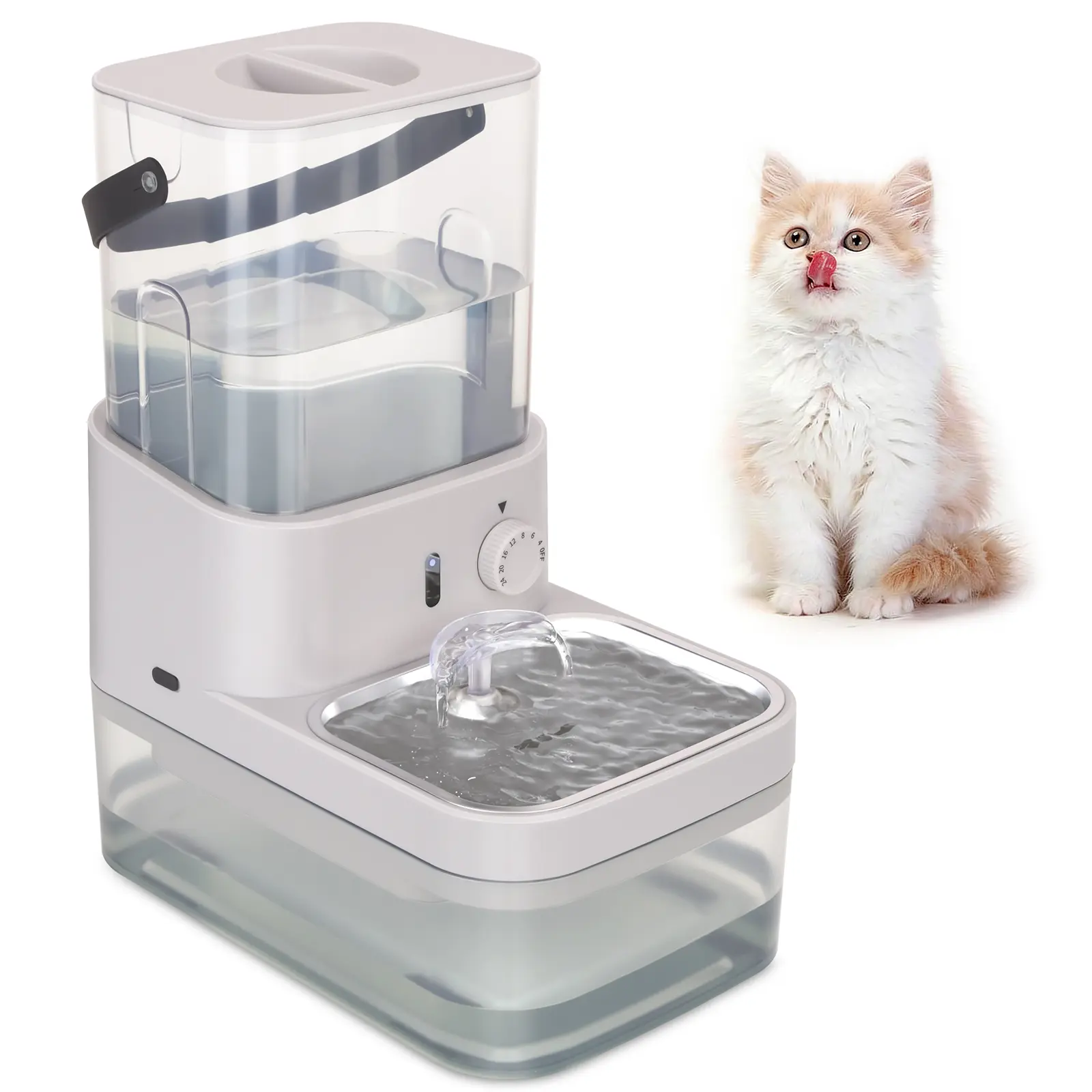 GOYJOY Filterless Cat Water Fountain, 3L/102oz Clean & Dirty Water Separation Pet Water Dispenser for Indoor Cats, Automatic Self-Refill Cat Fountain, Ultra Quiet, Rechargeable Cordless, Stainless Steel Bowl,back to school