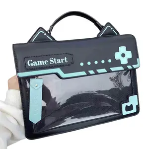 RIVERICH Flap Messenger Bag - Gamer Style PU Crossbody Purse with Kitten Ear Design & Adjustable Strap, Laptop-friendly Esports Shoulder Bag Perfect for gaming conventions, Parties, anime meetups, or daily kawaii streetwear