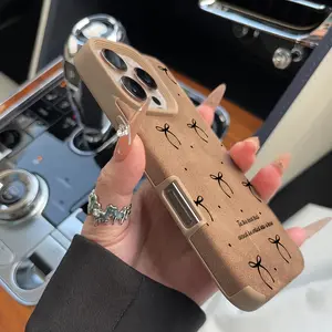 Brown ladder with black bow and polka dot text pattern, popular with tech enthusiasts, suitable for iPhone 17/16/15/14/13/12/11/X/XS/XS Max, a holiday gift for friends, family, and yourself