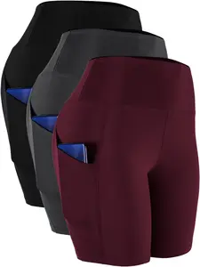 CADMUS Outdoorfun Pack of 3 Women's High Waist Spandex Yoga Shorts for Bike Running Two Side Pockets CADMUS Outdoorfun Pack of 3 Women's High Waist Spandex Yoga Shorts for Bike Running Two Side Pockets