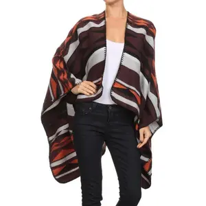 Multicolor Ethnic Stripe Poncho