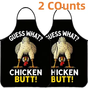 Funny Chicken Pattern Apron, 2 Count Funny Polyester Unisex Cooking Apron, Christmas Gift, Summer Apron for Women,Cool Apron,Nails Design Tool,Mother's Day Gift, Kitchen Essential