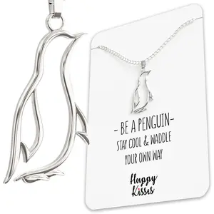 Penguin Necklace Gift – Cute Penguin Pendant – Charm Jewelry for Women, Girls and Kids – with Message Card