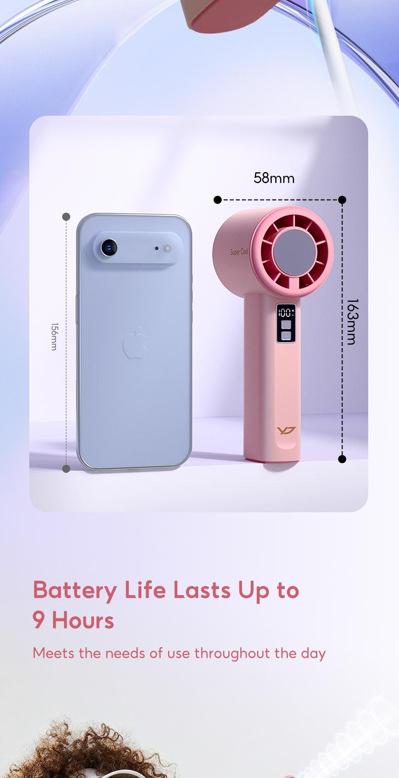 The Yodevoe 3-in-1 Mini Handheld Cooling Fan features 100 wind speeds and an icing function. This compact, foldable 3-in-1 neck/desktop/handheld fan has a pocket design, making it suitable for travel, summer, concerts, and even for casual use.