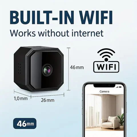 Wireless Indoor No-WiFi Security Camera - Home Cameras with Full Color Night Vision, 2-Way Audio, Motion Sensor, Surveillance for DIY Safety & Burglary Protection, Smart Home Gadget