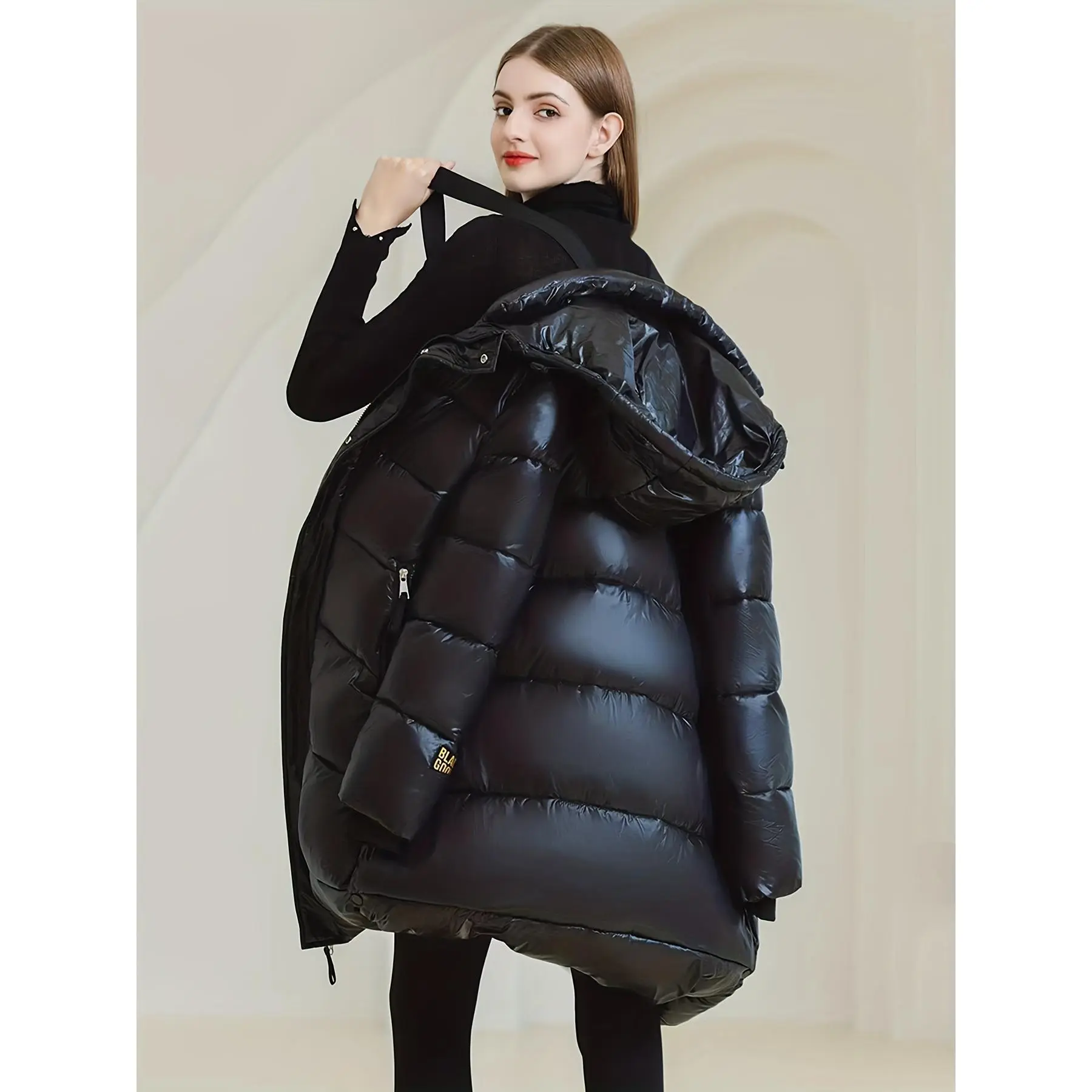 Women'S & Men'S Heavy-Duty Winter Coat - Full-Length Thickened Hooded Jacket with Full-Zip Closure, Full-Length Zipper Front, Full-Length Zipper Back, Machine Washable Cold Weather Outerwear For Everyday & Formal Events - Elegant Long Coat