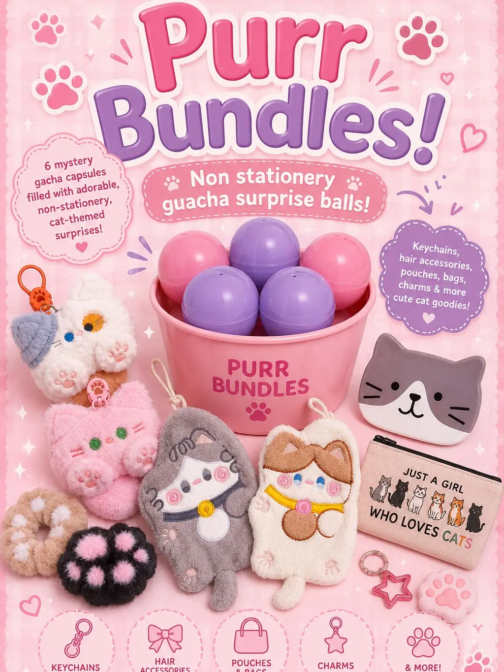 6 Cat Themed Non Stationery Bundle