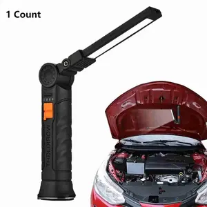 Rechargeable LED Flashlight with Magnetic Base, Foldable Work Light, 360 Degree Rotating Car Repair Lamp, Emergency Portable Torch