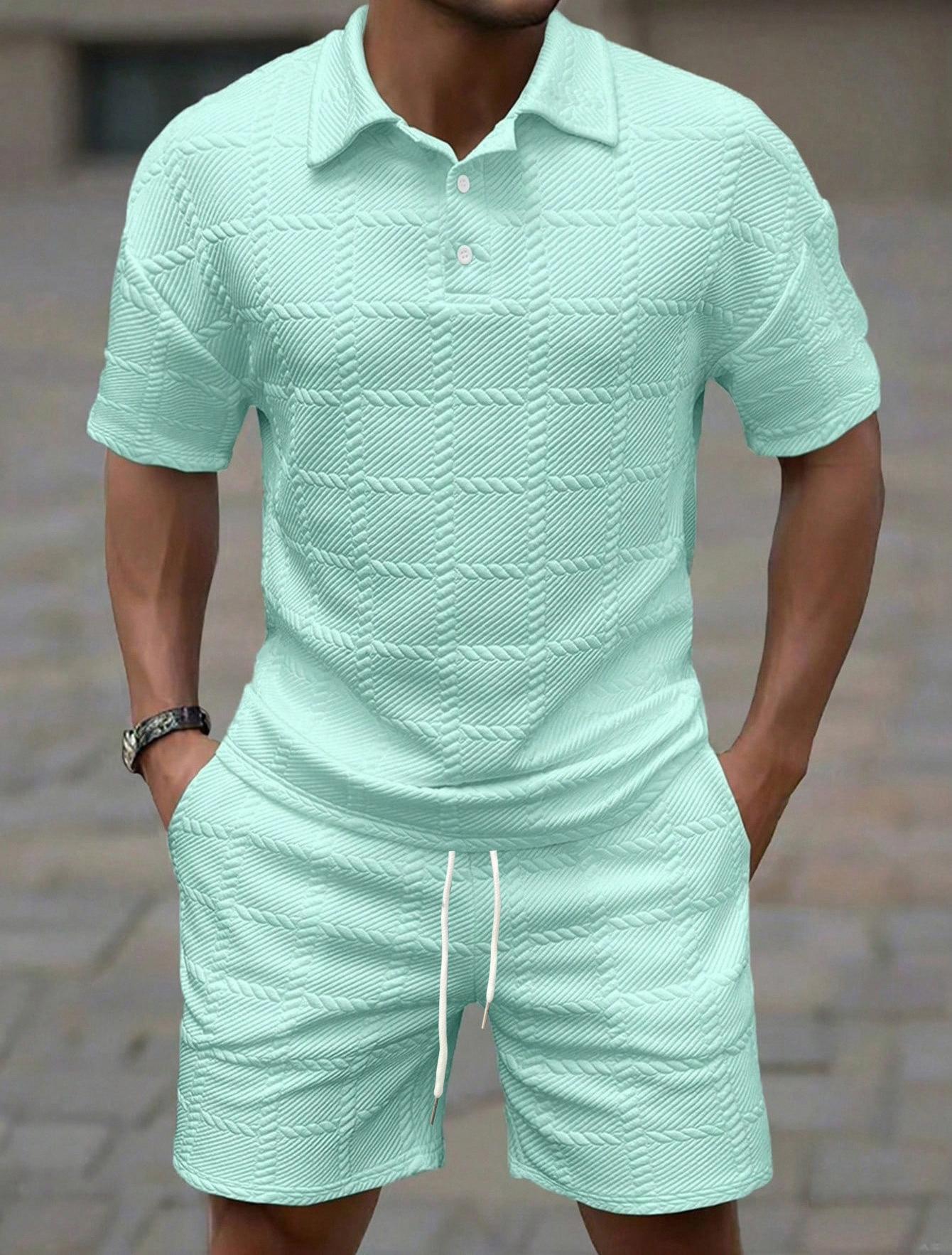 KZZ Men's Summer Solid-Colour Fashion Casual Short-Sleeved Suit Clothes Clothes Menswear Formal Shortsleeve Chainsaw Top Top Gamis Gamis Tropical