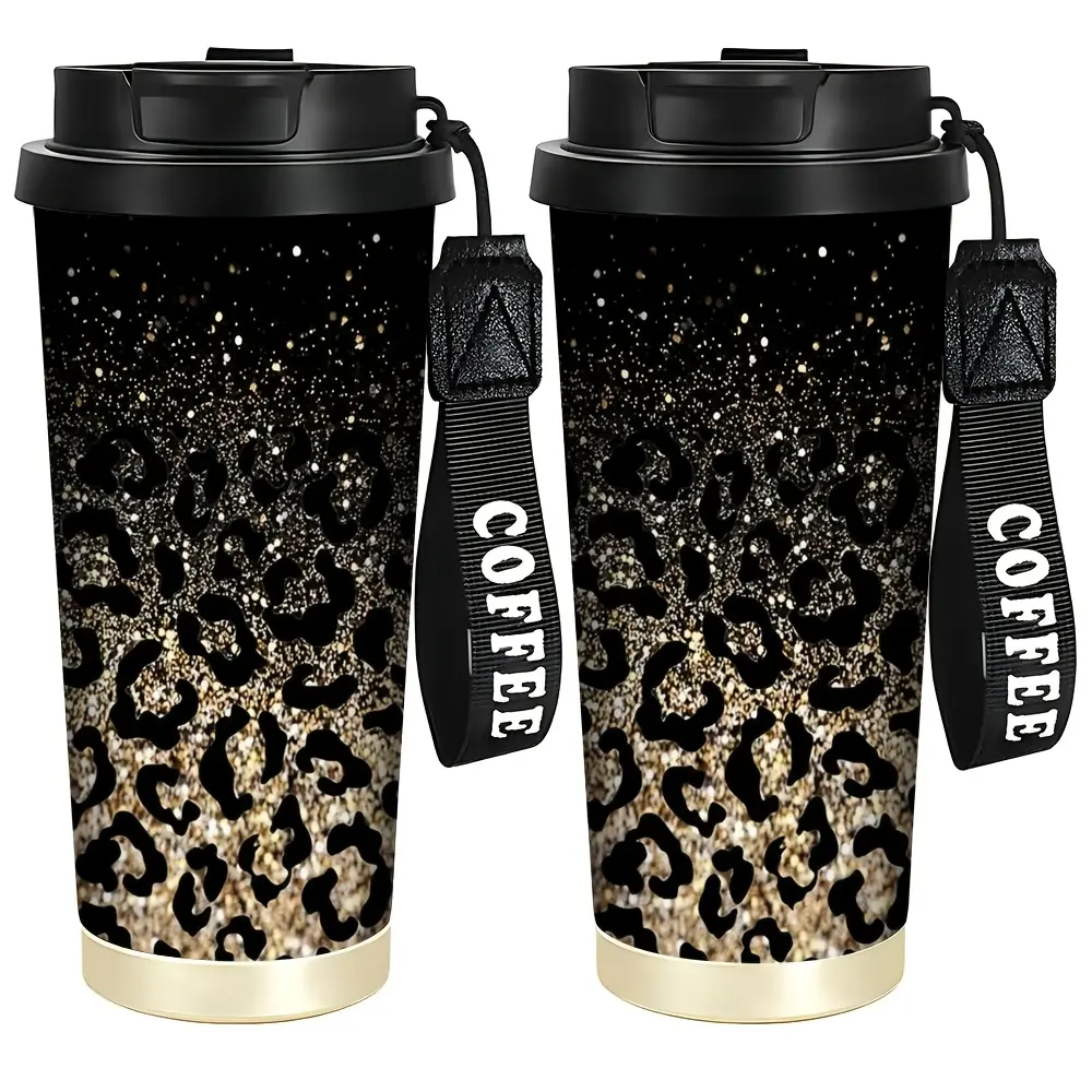 18Oz (500-1000 ml) Stainless Steel Portable Vacuum Flask Tumbler - Leak-Proof Insulated Cup with Print Lid, Fits Hot/Cold Beverages, Traditional Design, Ideal for Outdoor Adventures, Vehicle Travel