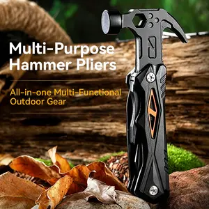 Novupow EDC Multitool Pliers,14 In 1，With Hammer, Screwdriver Hole, Nail Puller, Cutting Edge And More For Camping, Survival, Hunting And Outdoors