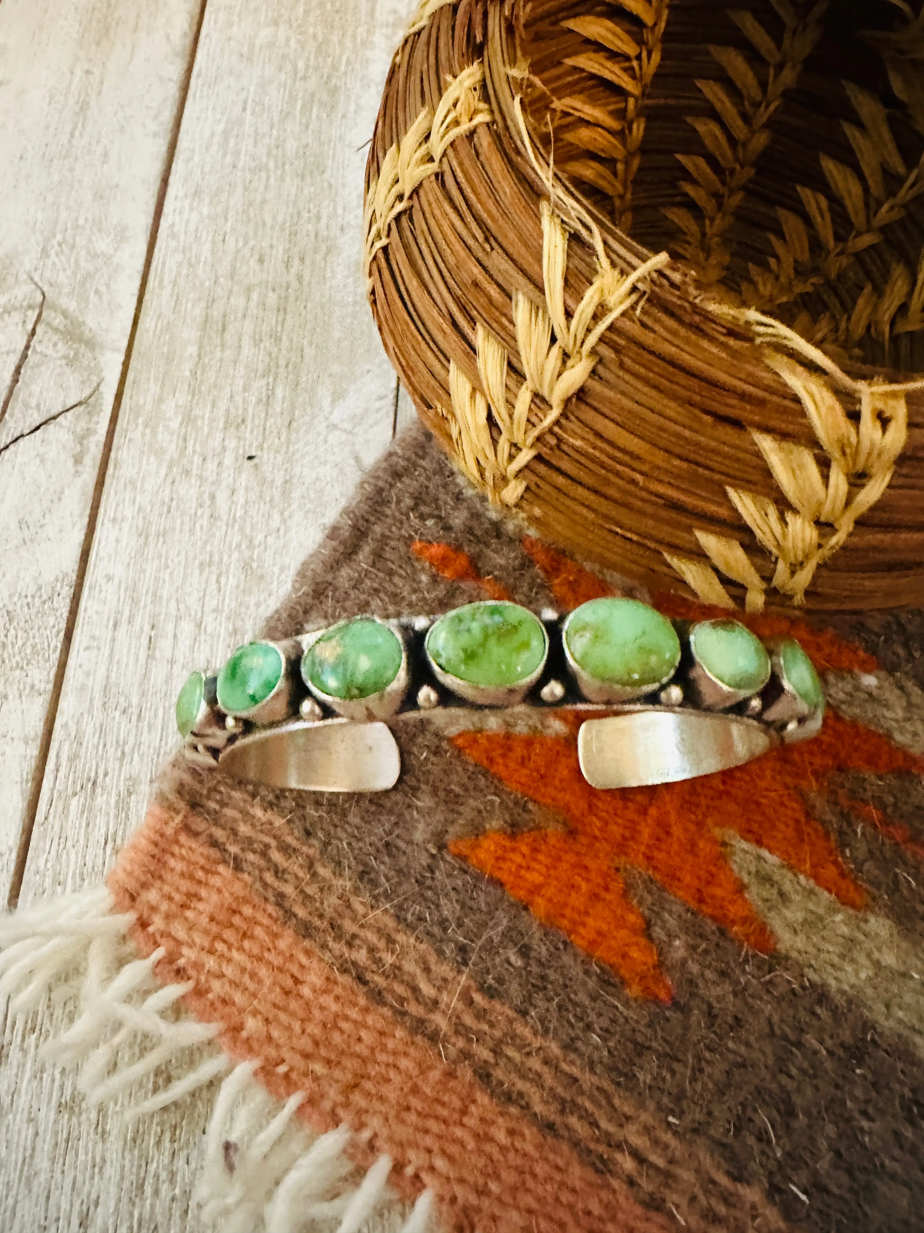 Handcrafted Sonoran Turquoise & Sterling Silver Cuff Bracelet by Bobby Johnson /