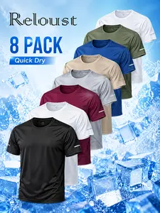 8-Pack Men's Quick Dry T-Shirts Breathable Mesh Athletic Running Short Sleeve Tees Crewneck Lightweight Undershirt S-3XL outdoor casual