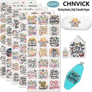 105PCS UV DTF Cup Wrap Stickers, Inspiration quotes Rub on Transfers for Crafts, Permanent DIY Transfer Decals for 16oz Libbey Glass Cans, Mugs, Candles, Notebooks and Flower Pots, Easy to Apply Art Stickers